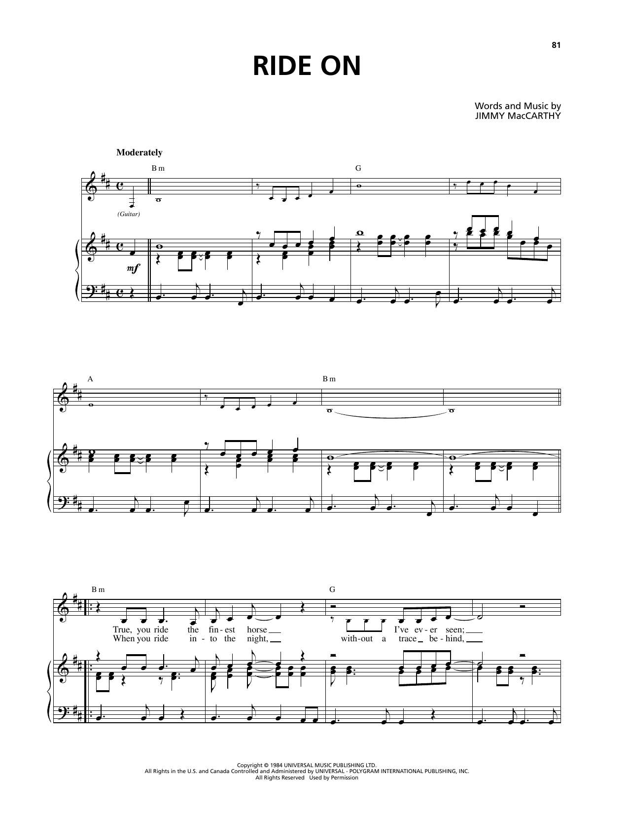 Celtic Thunder Ride On sheet music notes and chords. Download Printable PDF.