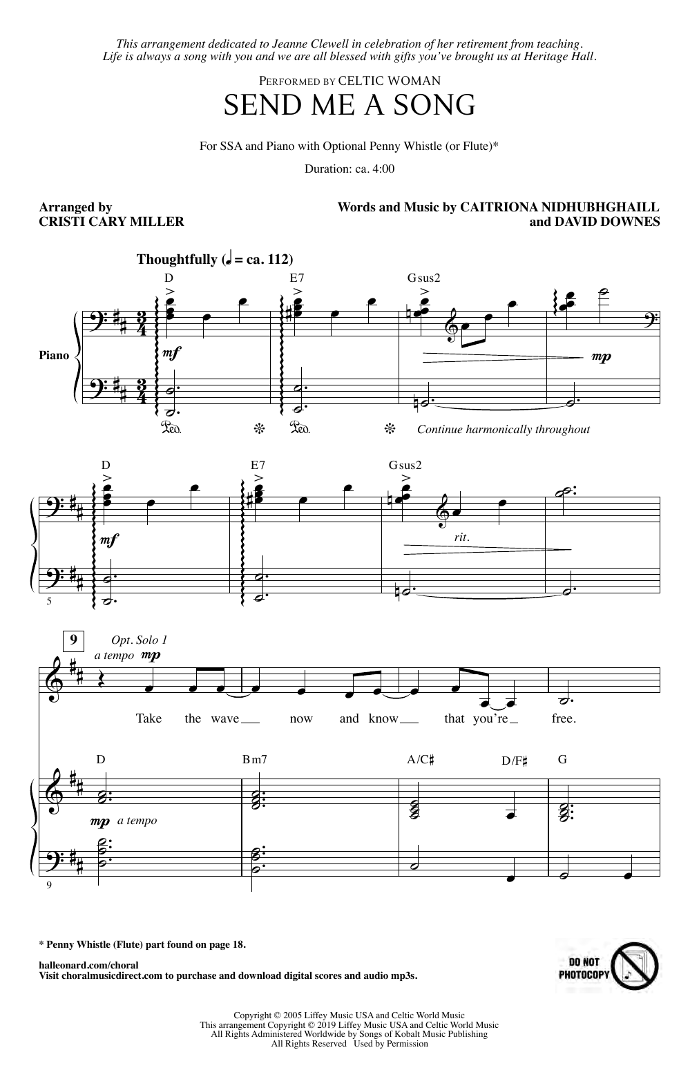 Celtic Woman Send Me A Song (arr. Cristi Cary Miller) sheet music notes and chords. Download Printable PDF.