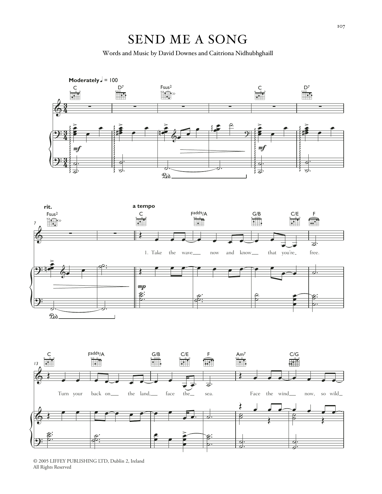 Learn to play Celtic Woman Send Me A Song sheet music for Piano, Vocal & Guitar Chords (Right-Hand Melody) in minutes. Price: 7.8900$ Celtic Woman Send Me A Song sheet music notes and chords arranged for Piano, Vocal & Guitar Chords (Right-Hand Melody)