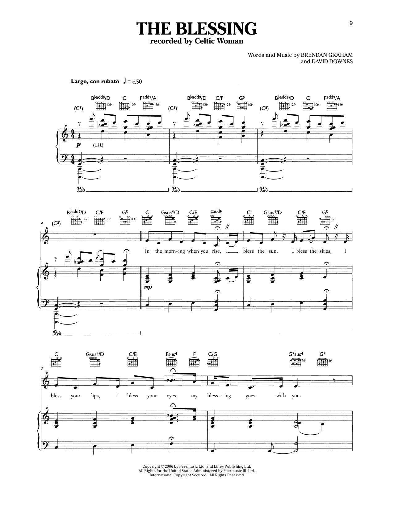 Celtic Woman The Blessing sheet music notes and chords. Download Printable PDF.