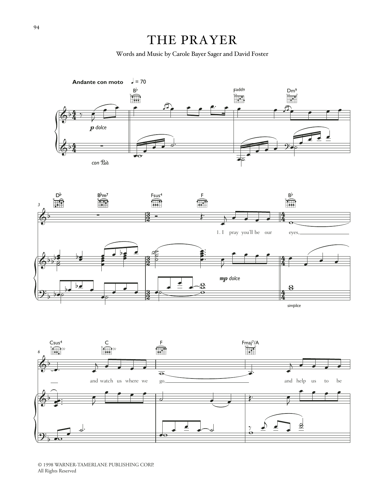 Celtic Woman The Prayer (English version) sheet music notes and chords. Download Printable PDF.