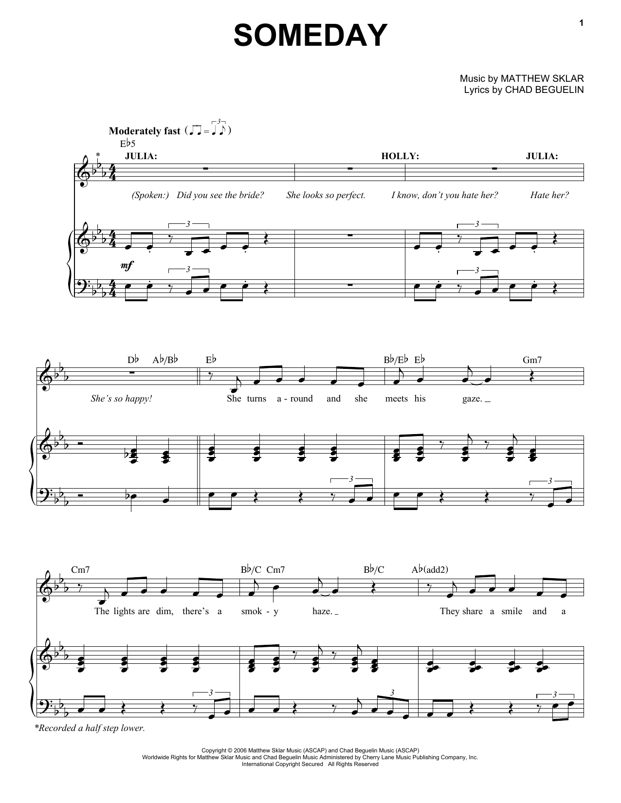 Chad Beguelin Someday (from The Wedding Singer) sheet music notes and chords. Download Printable PDF.