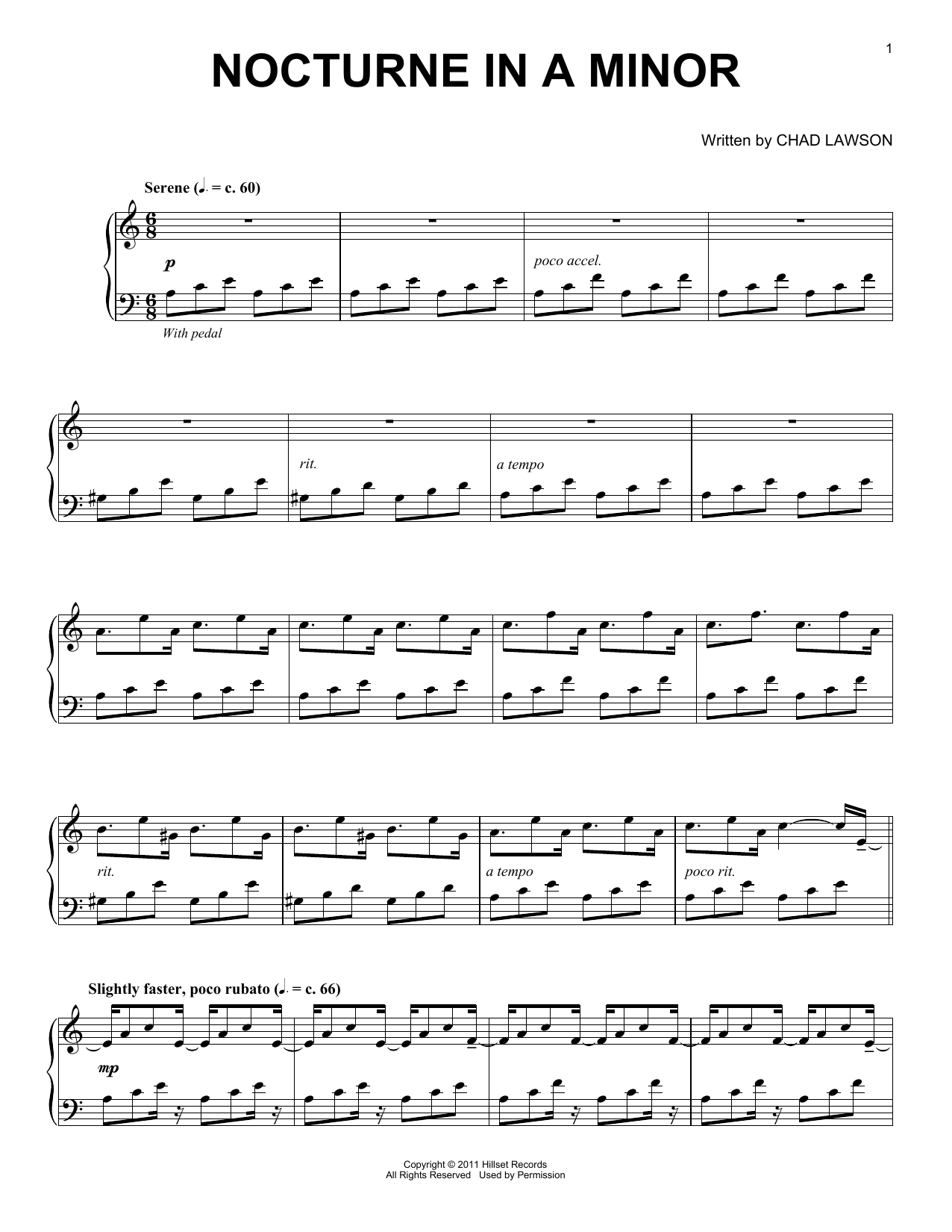 Chad Lawson Nocturne In A Minor sheet music notes and chords. Download Printable PDF.