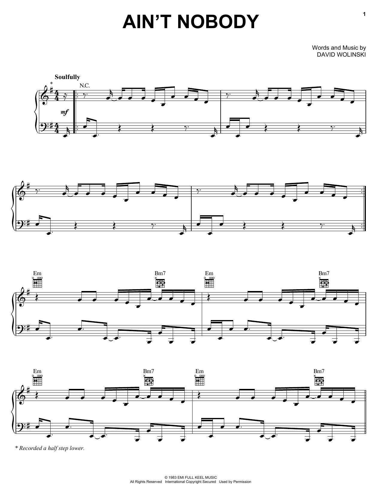 Chaka Khan Ain't Nobody sheet music notes and chords. Download Printable PDF.