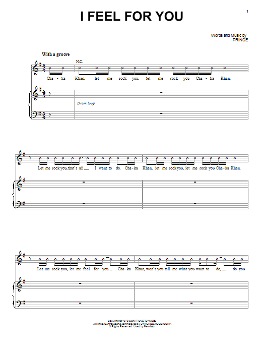 Chaka Khan I Feel For You sheet music notes and chords. Download Printable PDF.