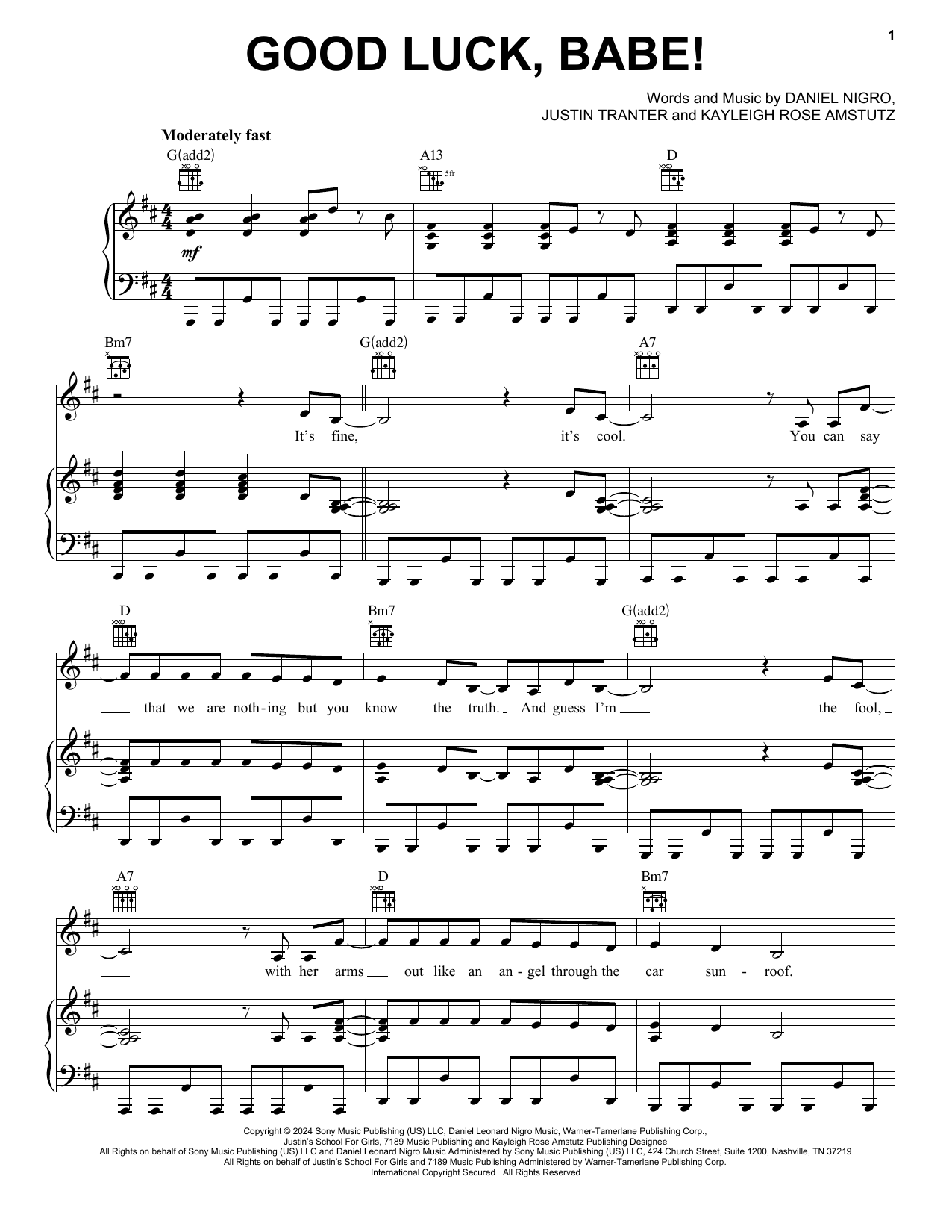 Chappell Roan Good Luck, Babe! sheet music notes and chords. Download Printable PDF.