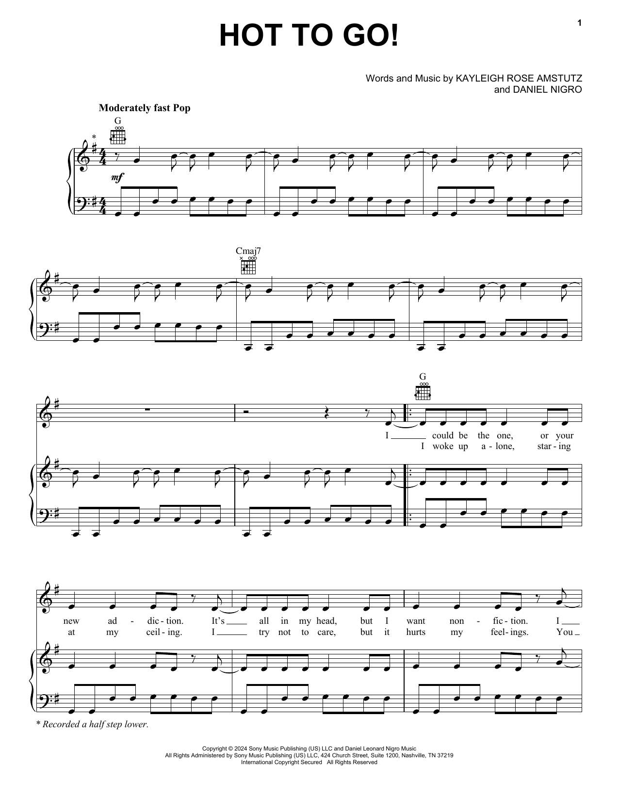 Chappell Roan HOT TO GO! sheet music notes and chords. Download Printable PDF.