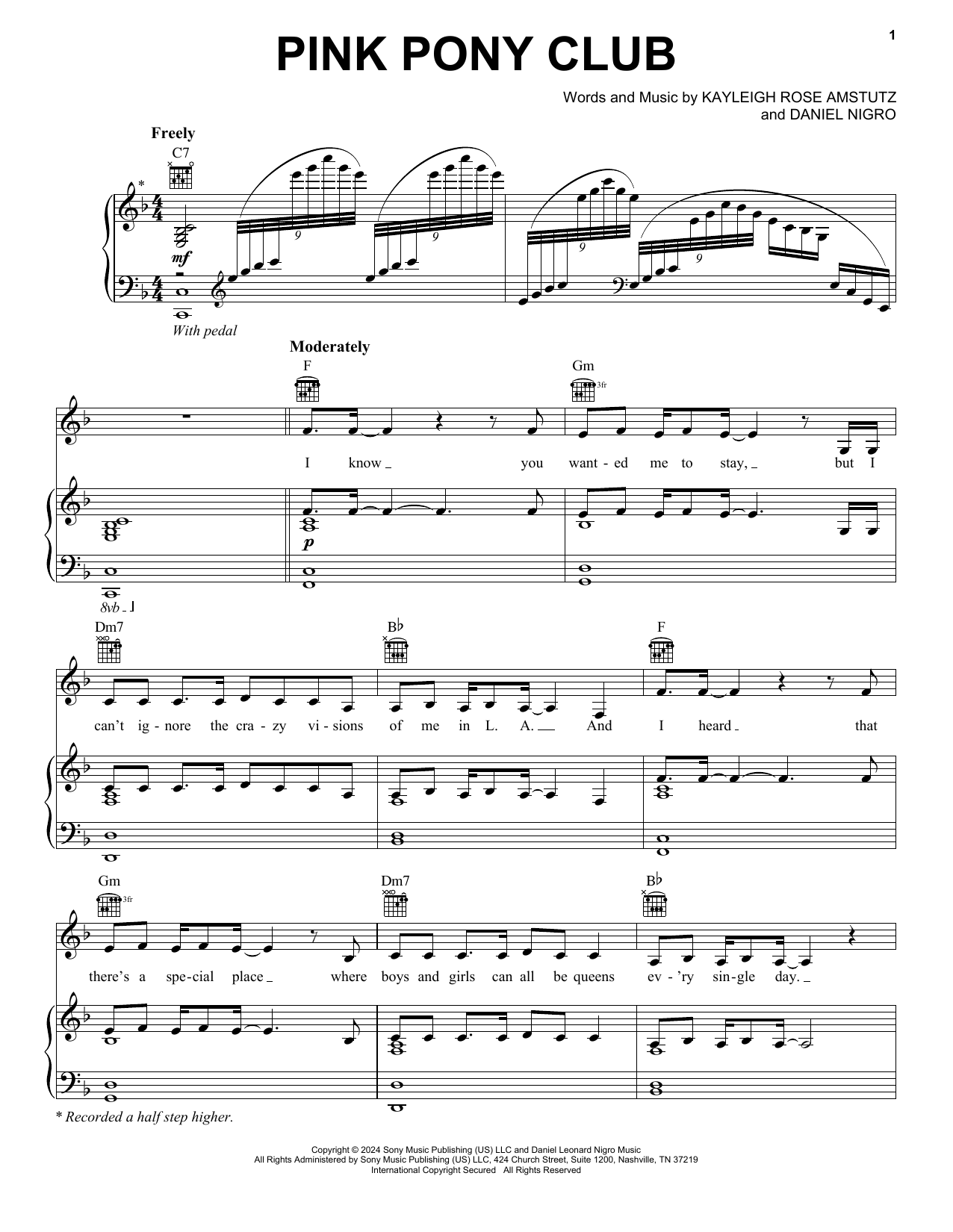 Chappell Roan Pink Pony Club sheet music notes and chords. Download Printable PDF.