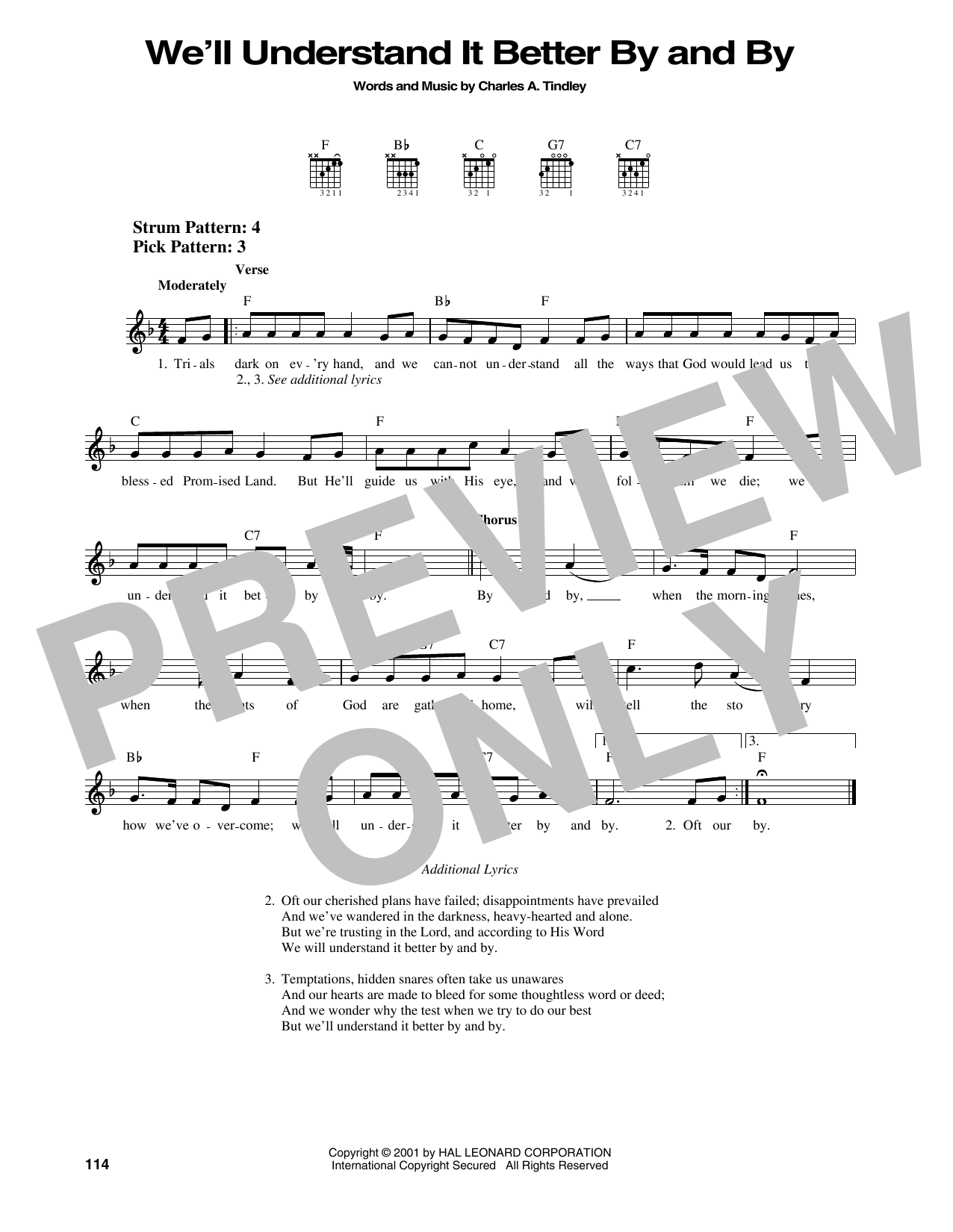 Charles A. Tindley We'll Understand It Better By And By sheet music notes and chords. Download Printable PDF.