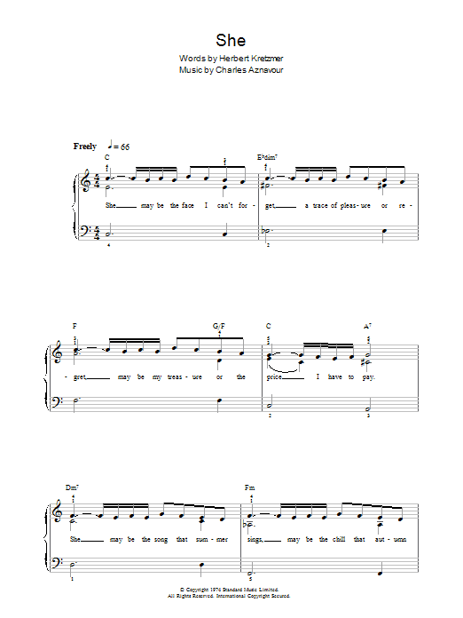 Learn to play Elvis Costello She sheet music for Easy Piano in minutes. Price: 6.9900$ Elvis Costello She sheet music notes and chords arranged for Easy Piano