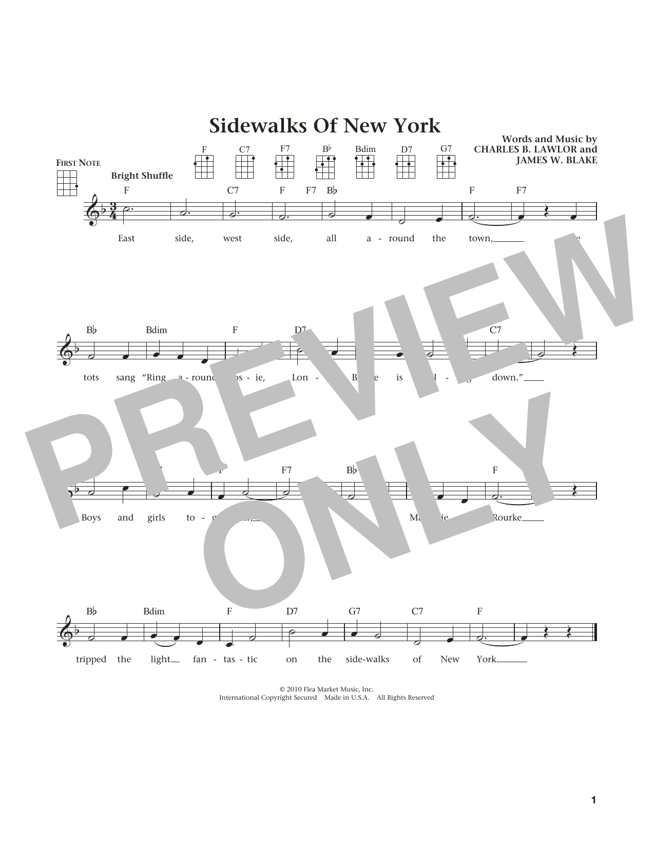 Charles B. Lawlor Sidewalks Of New York (from The Daily Ukulele) (arr. Liz and Jim Beloff) sheet music notes and chords. Download Printable PDF.