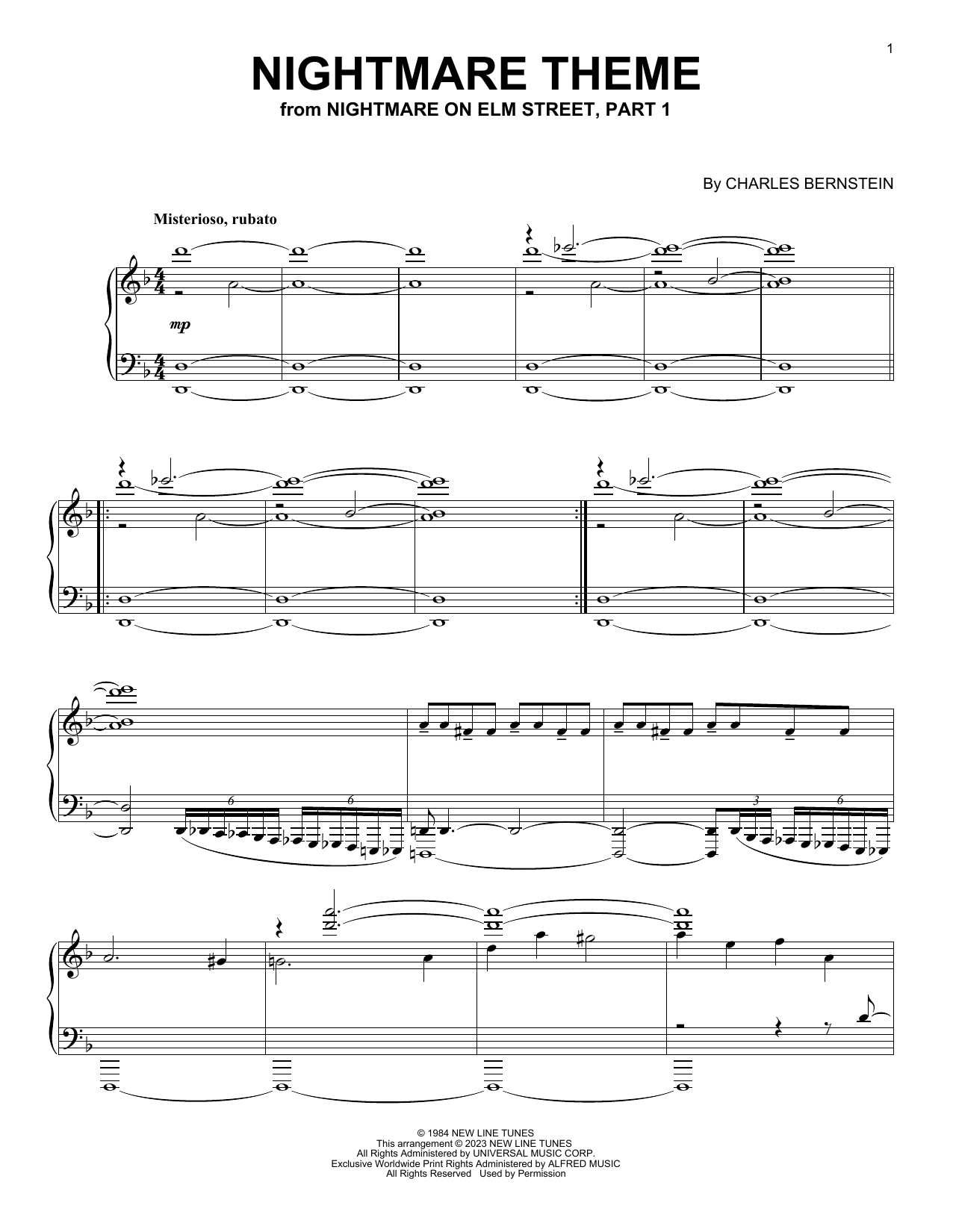 Learn to play Charles Bernstein A Nightmare On Elm Street sheet music for Piano Solo in minutes. Price: 7.8900$ Charles Bernstein A Nightmare On Elm Street sheet music notes and chords arranged for Piano Solo