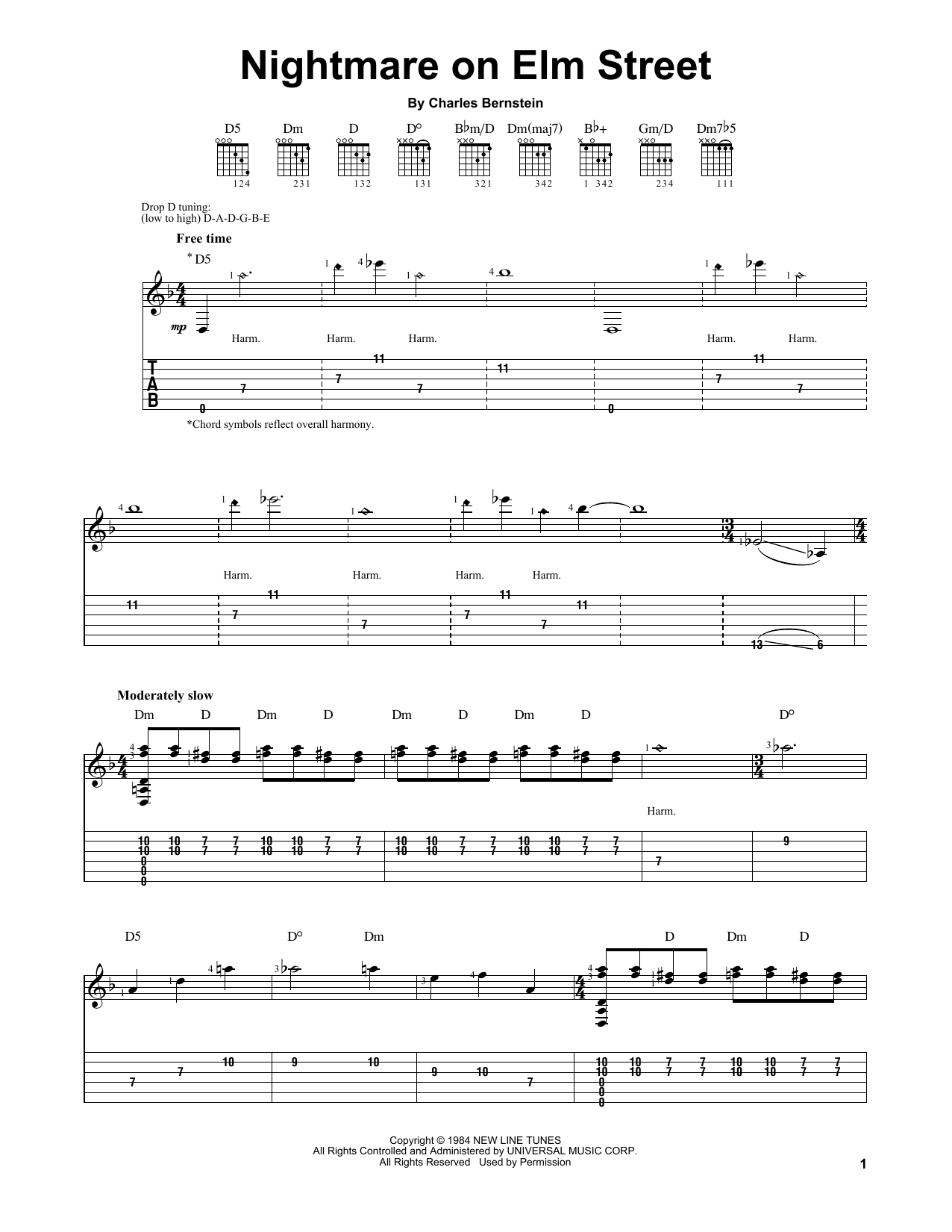 Charles Bernstein A Nightmare On Elm Street sheet music notes and chords. Download Printable PDF.