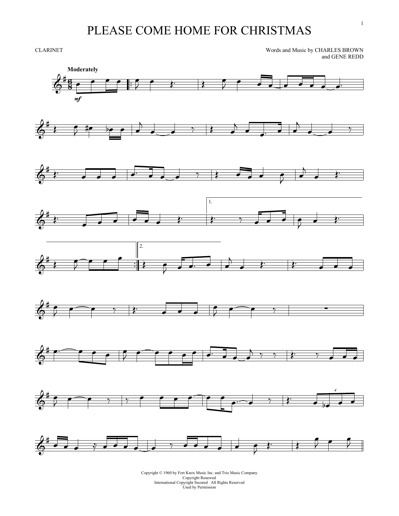 Charles Brown Please Come Home For Christmas sheet music notes and chords. Download Printable PDF.