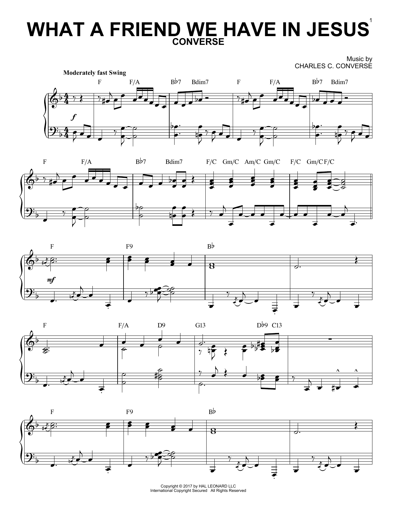 Charles C. Converse What A Friend We Have In Jesus [Jazz version] sheet music notes and chords. Download Printable PDF.