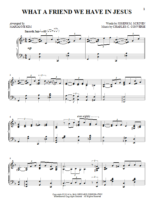 Charles C. Converse What A Friend We Have In Jesus sheet music notes and chords. Download Printable PDF.