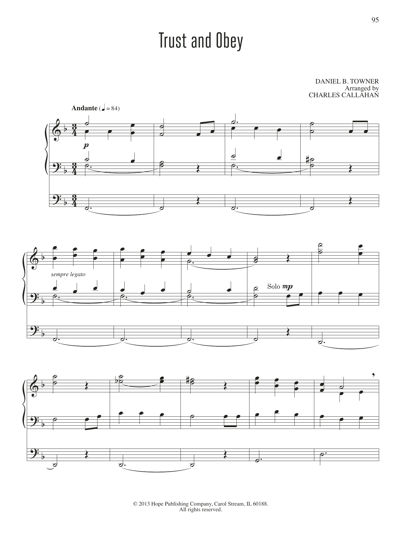 Charles Callahan Trust and Obey sheet music notes and chords. Download Printable PDF.