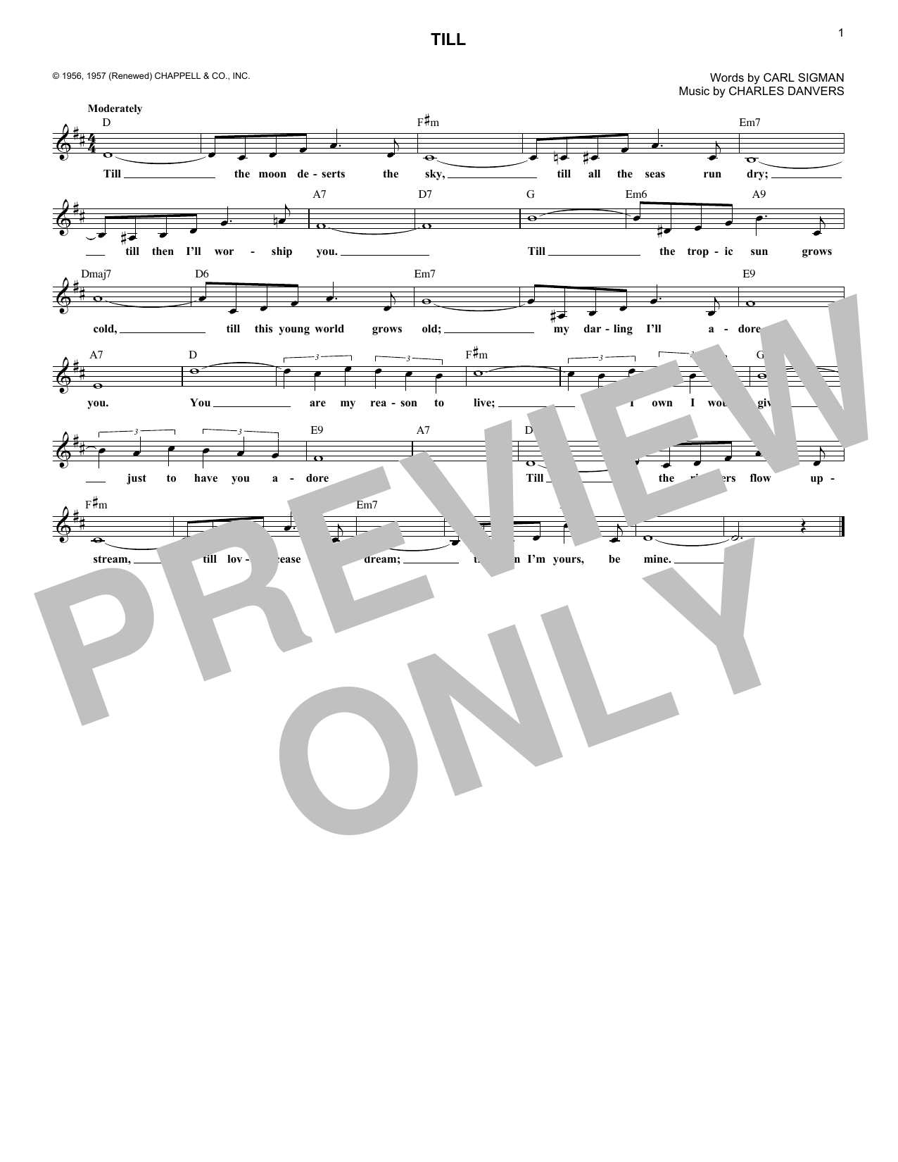 Charles Danvers Till sheet music notes and chords. Download Printable PDF.