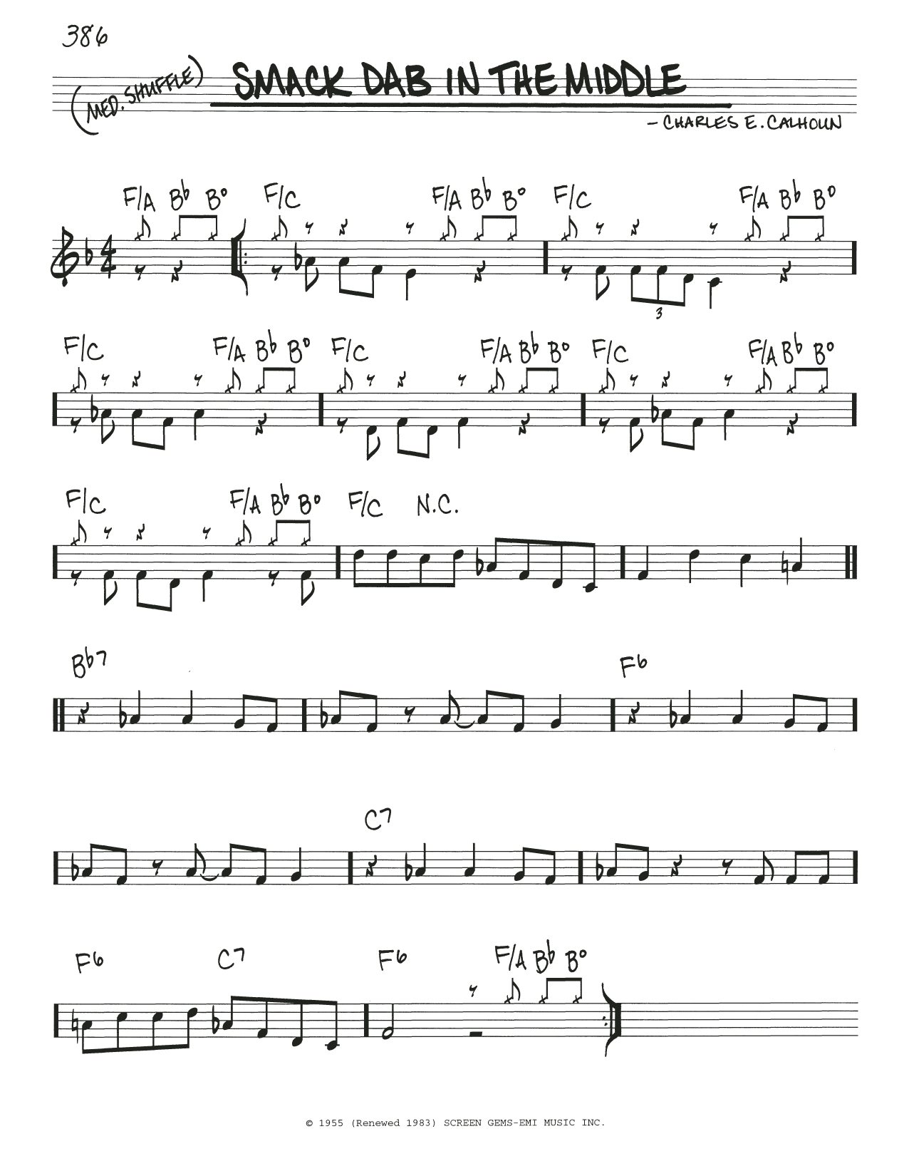 Learn to play Charles E. Calhoun Smack Dab In The Middle sheet music for Real Book – Melody & Chords in minutes. Price: 5.9900$ Charles E. Calhoun Smack Dab In The Middle sheet music notes and chords arranged for Real Book – Melody & Chords