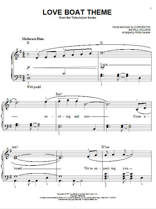 Charles Fox Love Boat Theme sheet music notes and chords. Download Printable PDF.