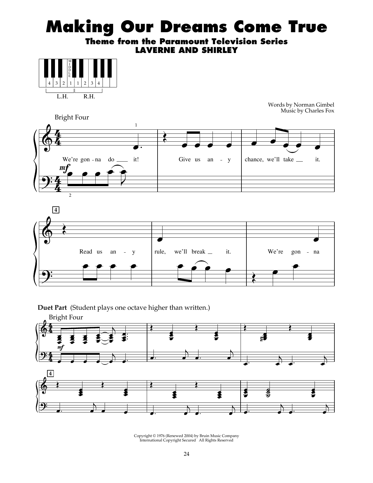 Charles Fox Making Our Dreams Come True sheet music notes and chords. Download Printable PDF.