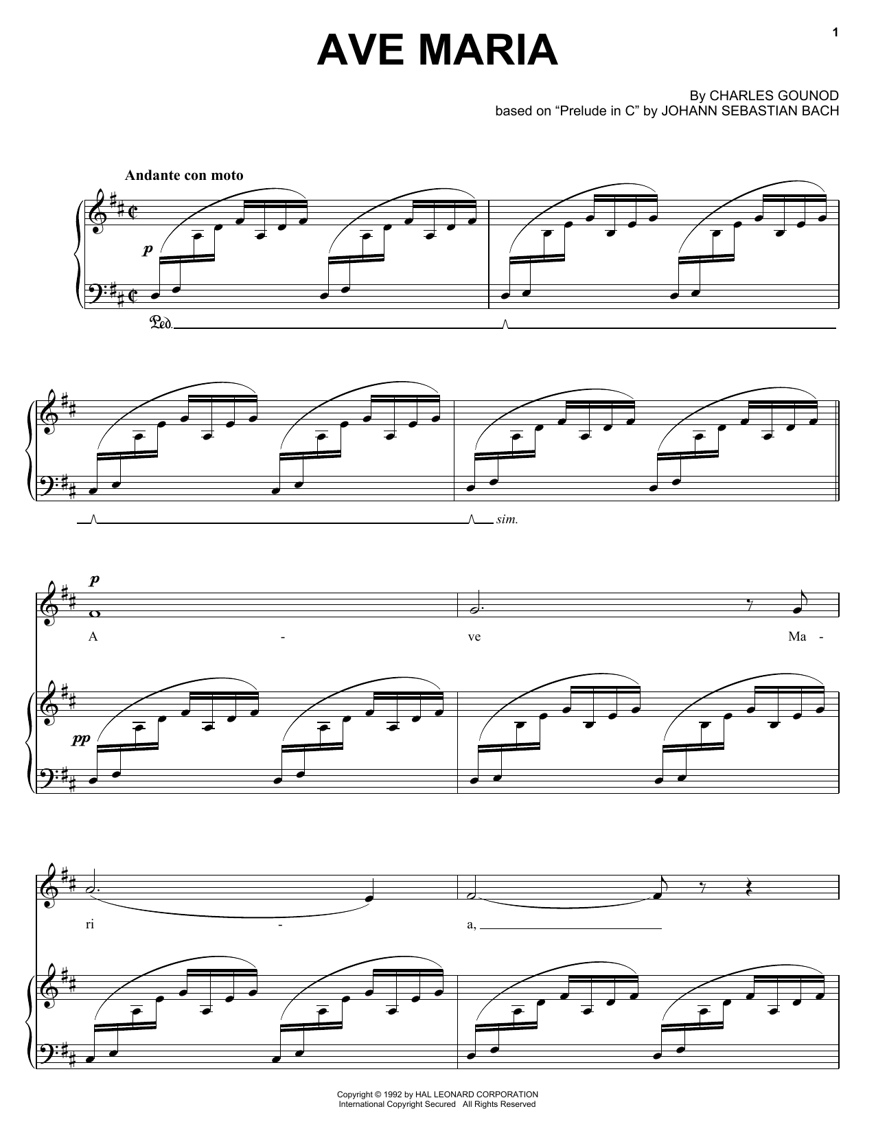 Charles Gounod Ave Maria sheet music notes and chords. Download Printable PDF.