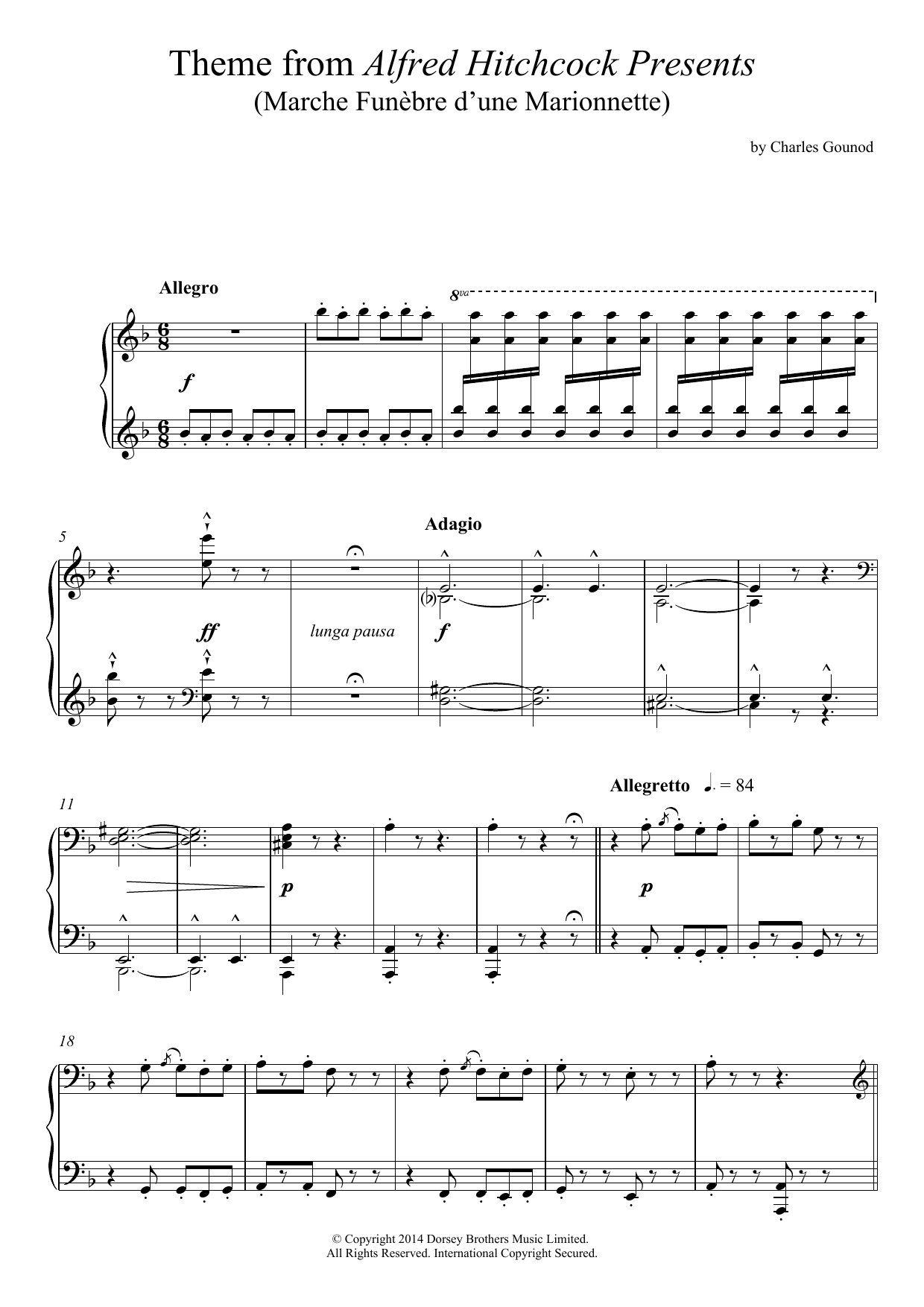 Charles Gounod Funeral March Of A Marionette sheet music notes and chords. Download Printable PDF.