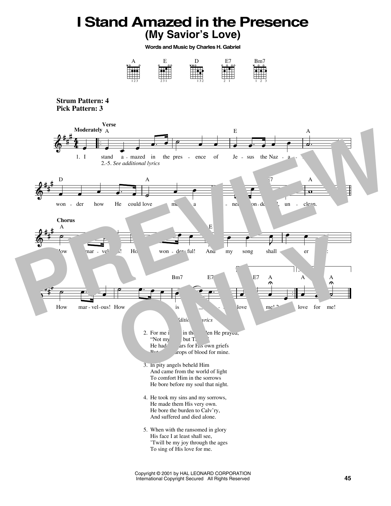 Charles H. Gabriel I Stand Amazed In The Presence (My Savior's Love) sheet music notes and chords. Download Printable PDF.