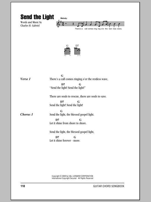 Charles H. Gabriel Send The Light sheet music notes and chords. Download Printable PDF.