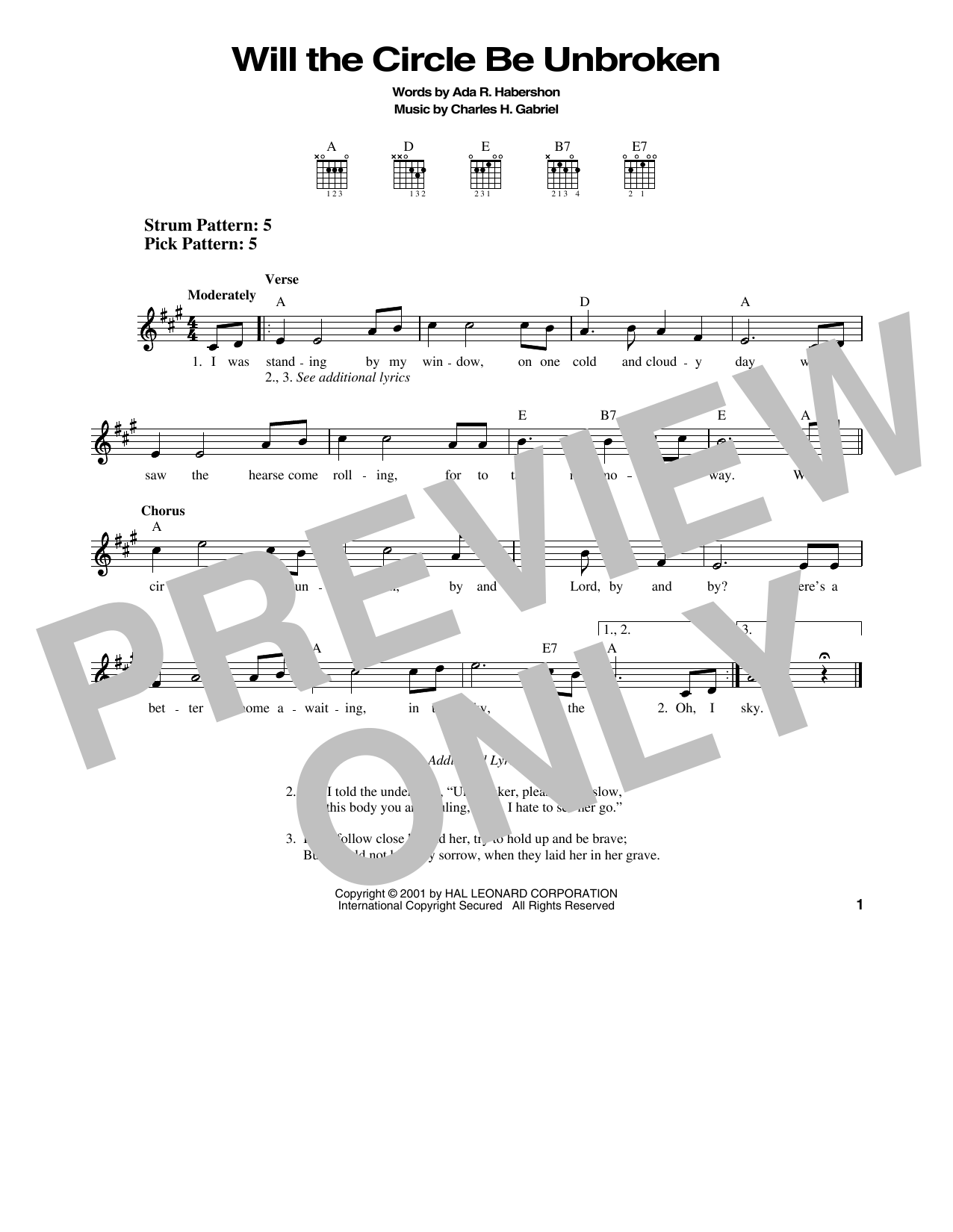 Charles H. Gabriel Will The Circle Be Unbroken sheet music notes and chords. Download Printable PDF.