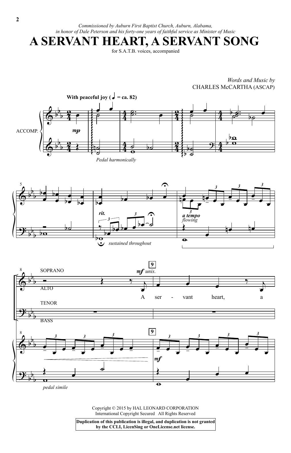 Charles McCartha A Servant Heart, A Servant Song sheet music notes and chords. Download Printable PDF.