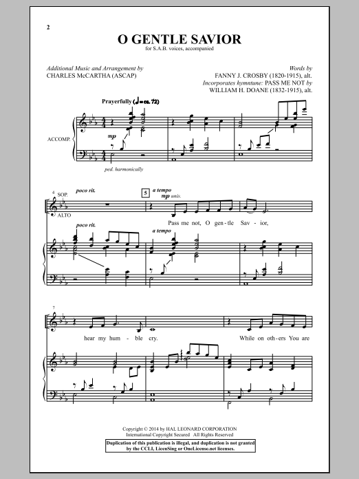 Charles McCartha O Gentle Savior sheet music notes and chords. Download Printable PDF.