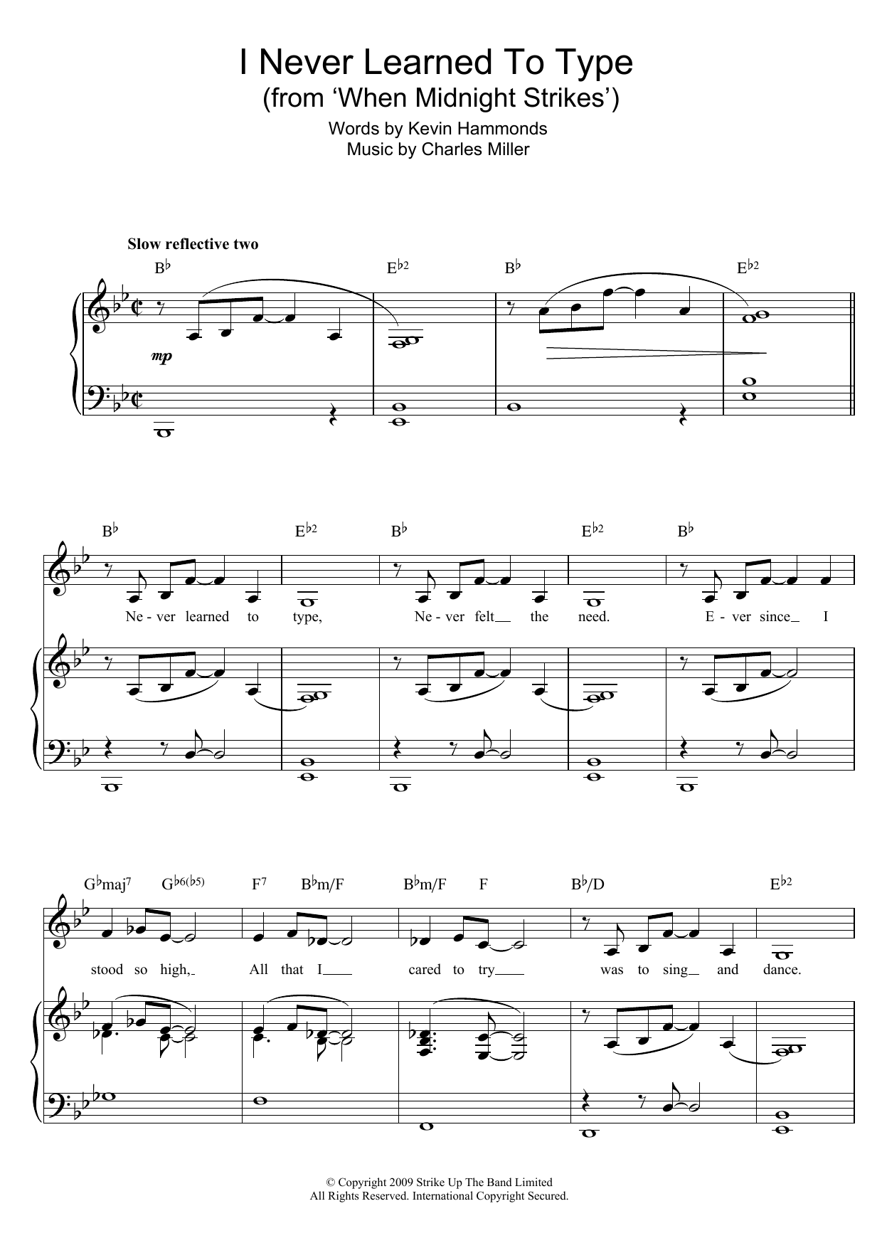 Charles Miller & Kevin Hammonds I Never Learned To Type (from When Midnight Strikes) sheet music notes and chords arranged for Piano & Vocal