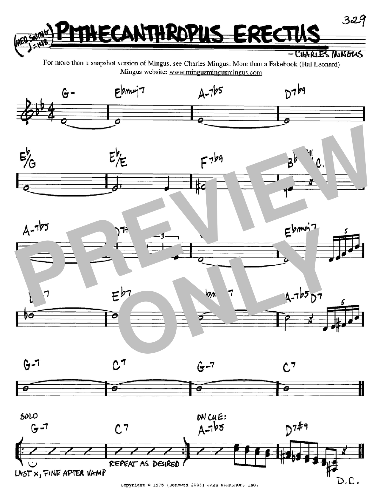 Charles Mingus Pithecanthropus Erectus sheet music notes and chords. Download Printable PDF.