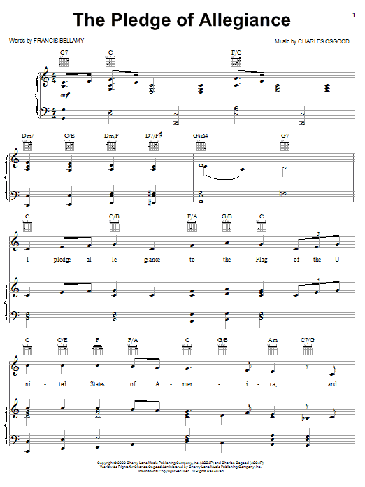 Learn to play Charles Osgood The Pledge Of Allegiance sheet music for Piano, Vocal & Guitar Chords (Right-Hand Melody) in minutes. Price: 7.8900$ Charles Osgood The Pledge Of Allegiance sheet music notes and chords arranged for Piano, Vocal & Guitar Chords (Right-Hand Melody)