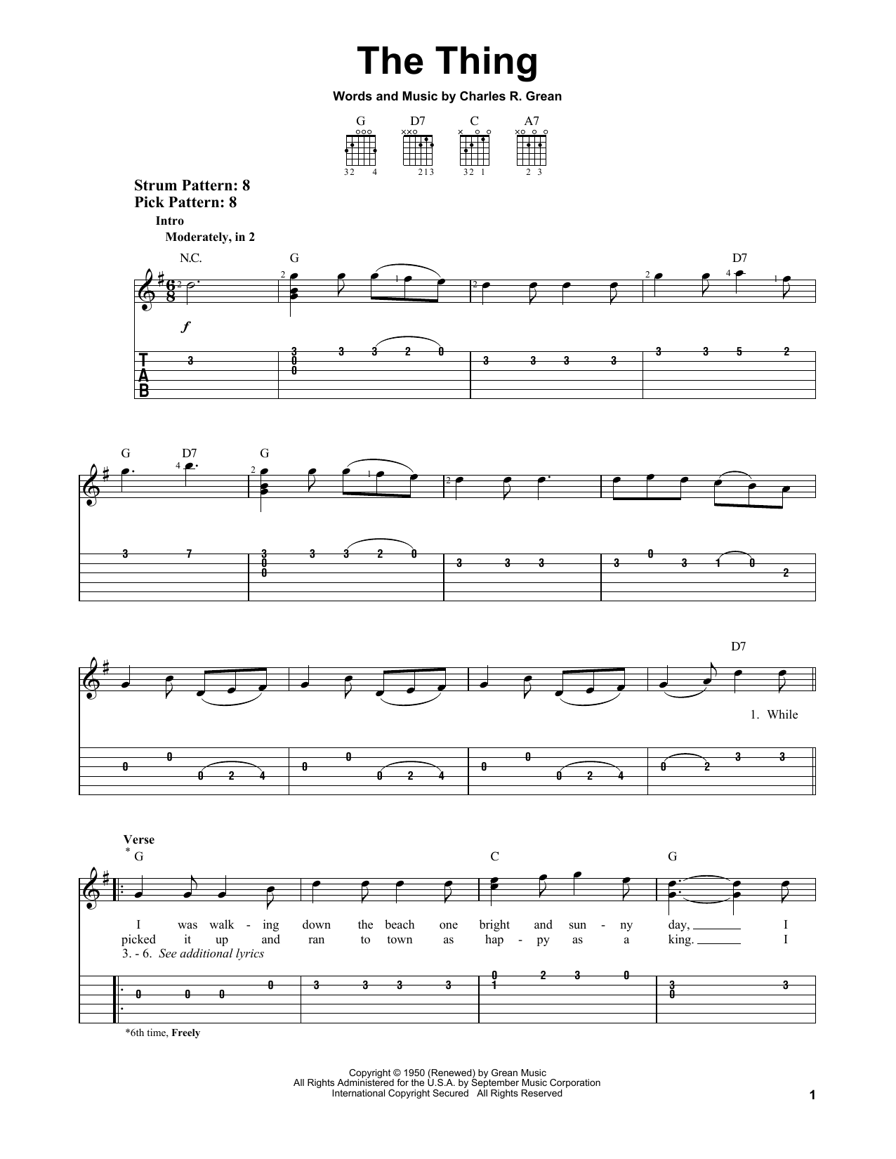 Charles R. Grean The Thing sheet music notes and chords. Download Printable PDF.