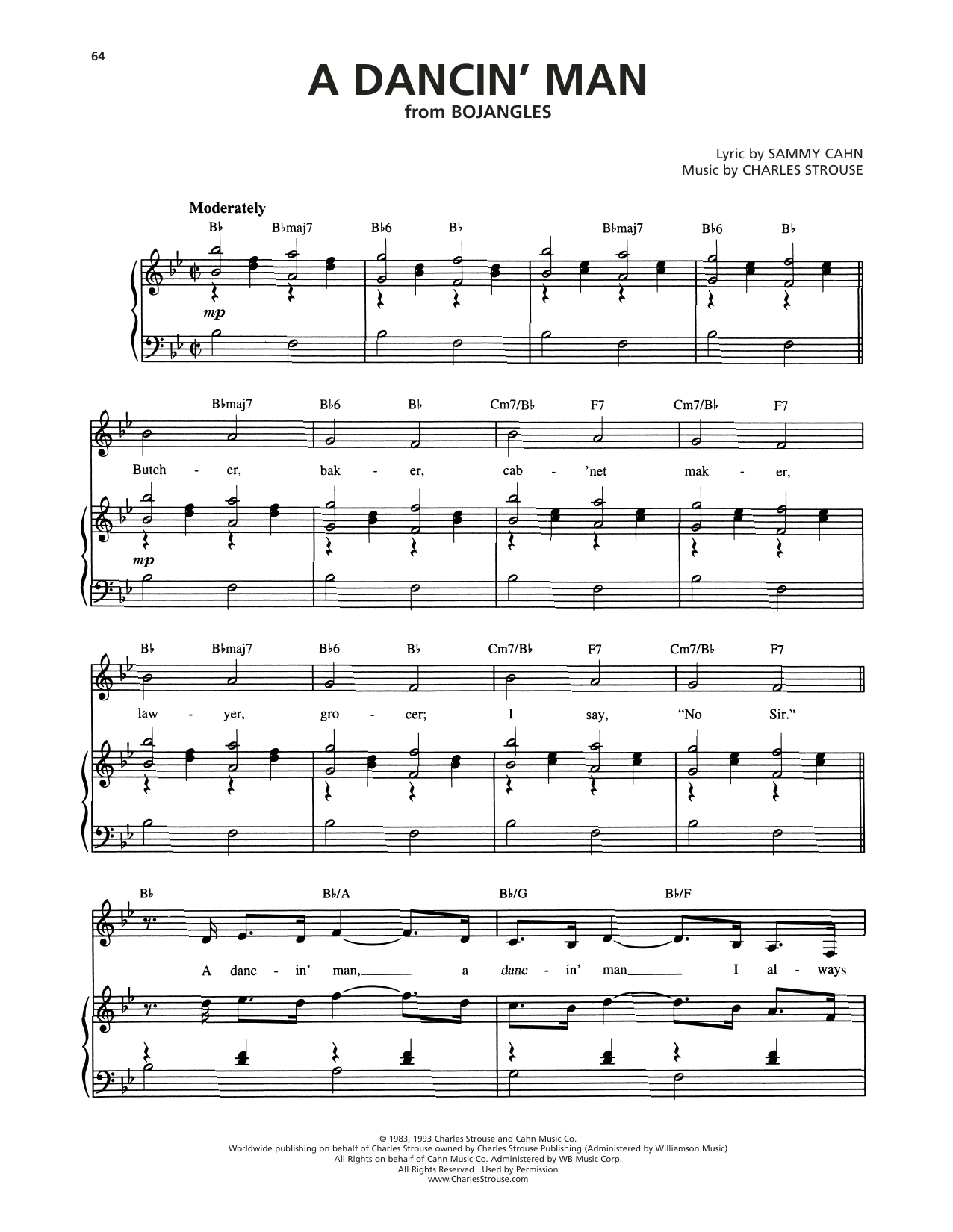 Learn to play Charles Strouse A Dancin' Man (from Bojangles) sheet music for Piano & Vocal in minutes. Price: 7.8900$ Charles Strouse A Dancin' Man (from Bojangles) sheet music notes and chords arranged for Piano & Vocal