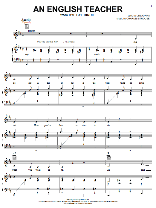 Charles Strouse An English Teacher sheet music notes and chords arranged for Piano, Vocal & Guitar Chords (Right-Hand Melody)