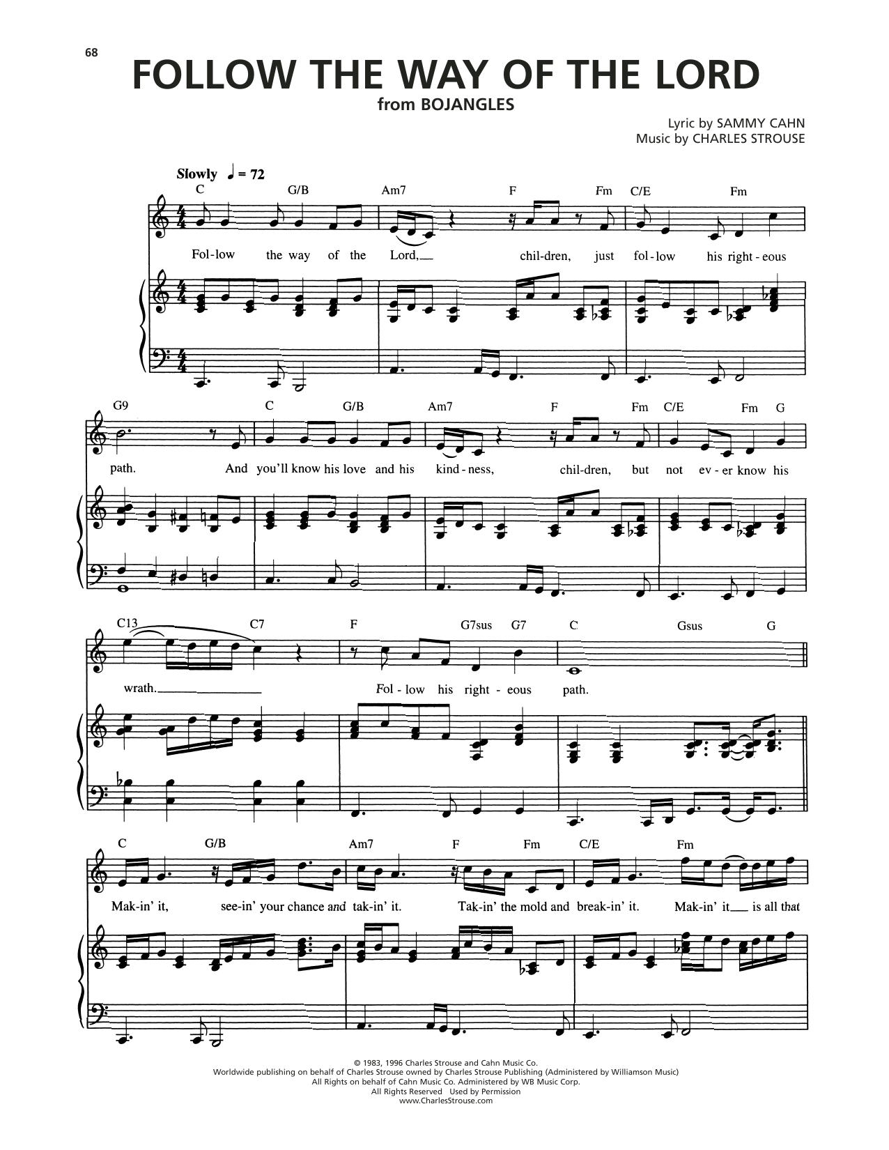 Learn to play Charles Strouse Follow The Way Of The Lord (from Bojangles) sheet music for Piano & Vocal in minutes. Price: 7.8900$ Charles Strouse Follow The Way Of The Lord (from Bojangles) sheet music notes and chords arranged for Piano & Vocal