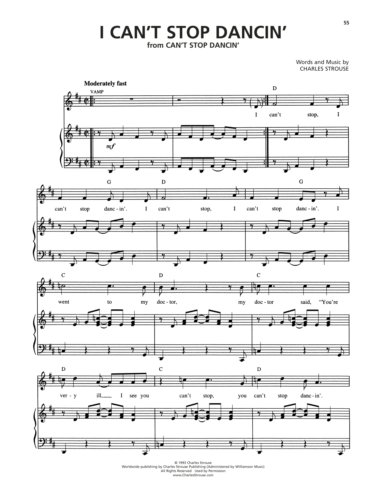 Learn to play Charles Strouse I Can't Stop Dancin' sheet music for Piano & Vocal in minutes. Price: 7.8900$ Charles Strouse I Can't Stop Dancin' sheet music notes and chords arranged for Piano & Vocal