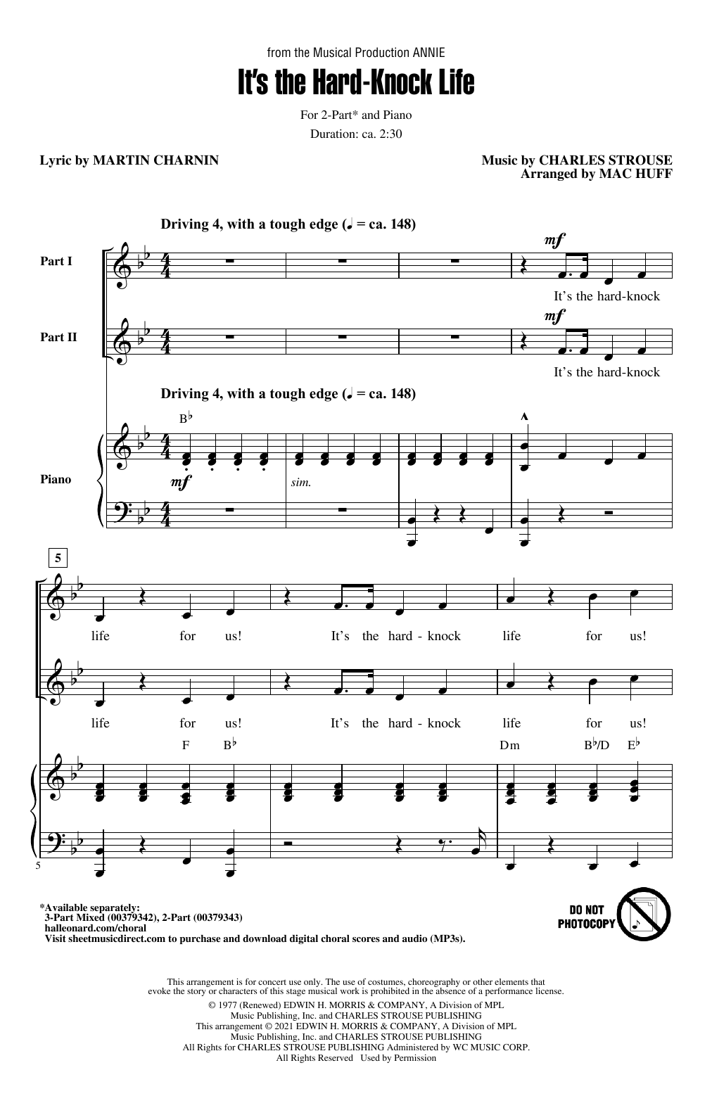 Charles Strouse It's The Hard-Knock Life (from Annie) (arr. Mac Huff) sheet music notes and chords. Download Printable PDF.