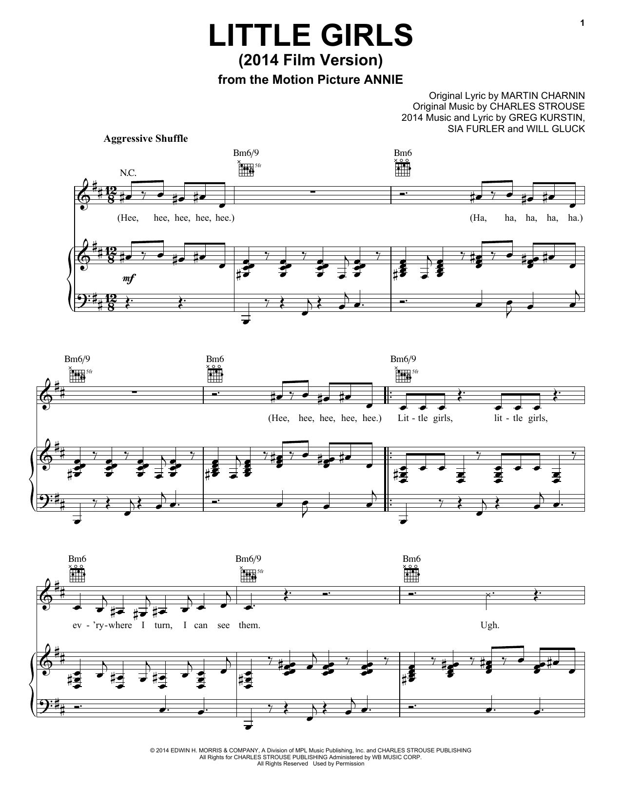 Charles Strouse Little Girls (2014 Film Version) sheet music notes and chords. Download Printable PDF.