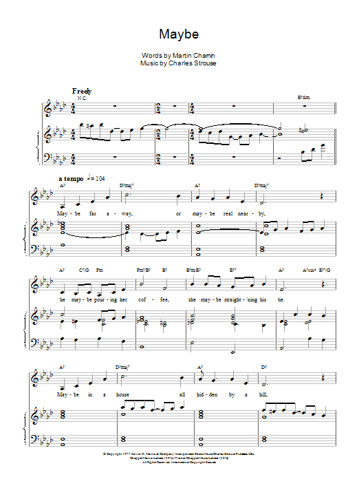 Charles Strouse Maybe (from Annie) sheet music notes and chords. Download Printable PDF.