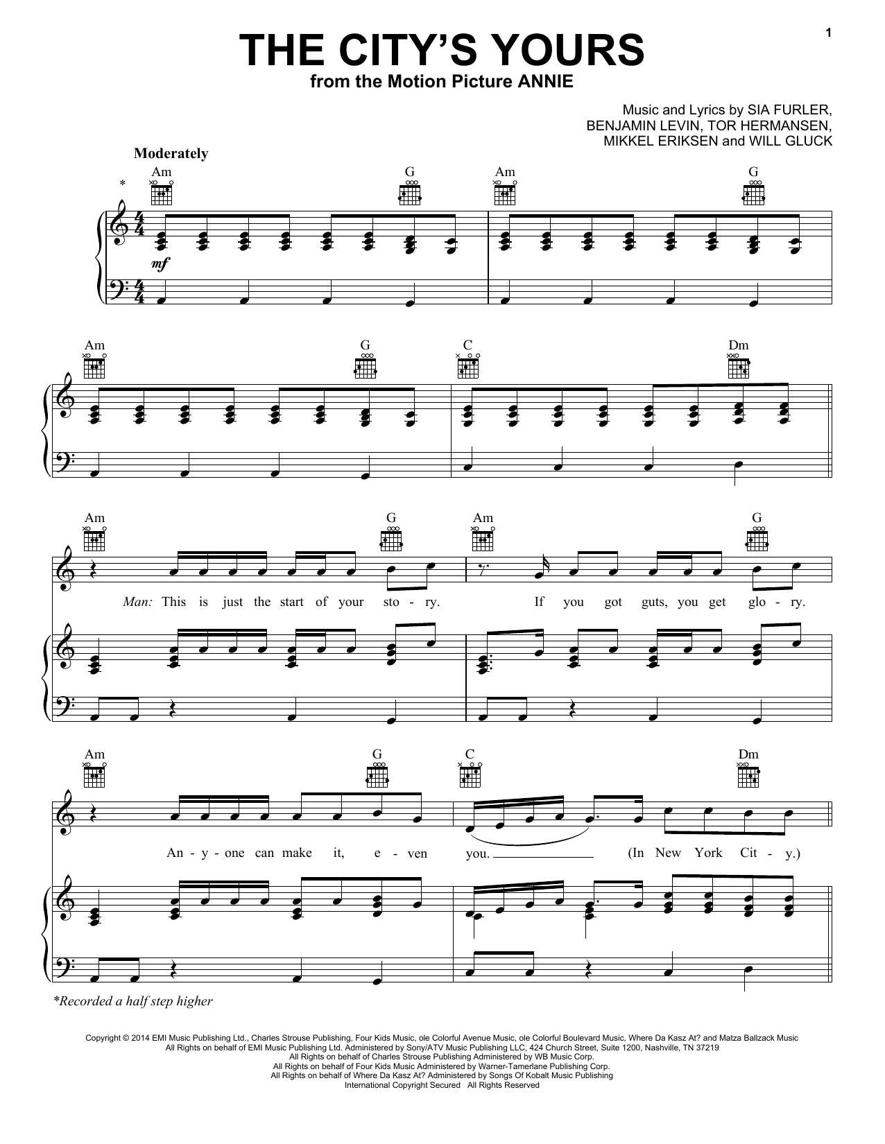 Charles Strouse The City's Yours sheet music notes and chords. Download Printable PDF.