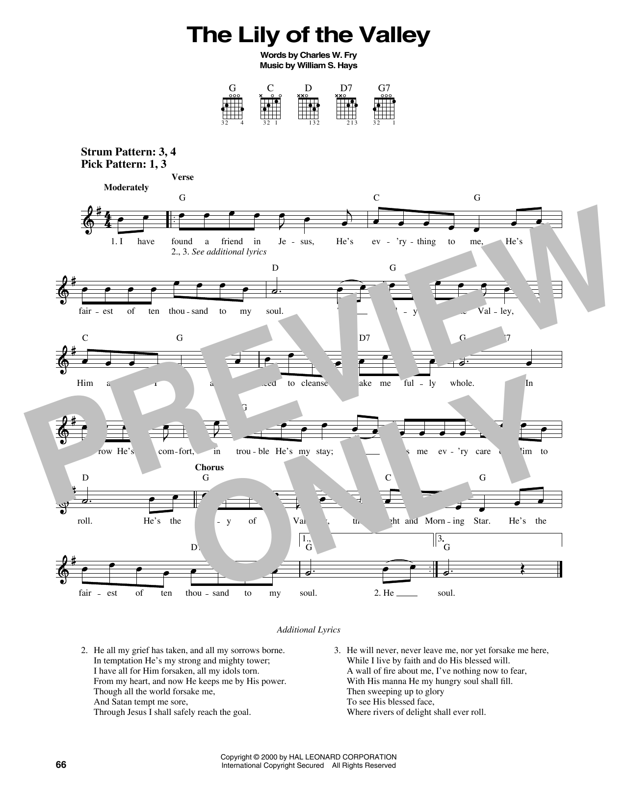 Charles W. Fry The Lily Of The Valley sheet music notes and chords arranged for Easy Guitar