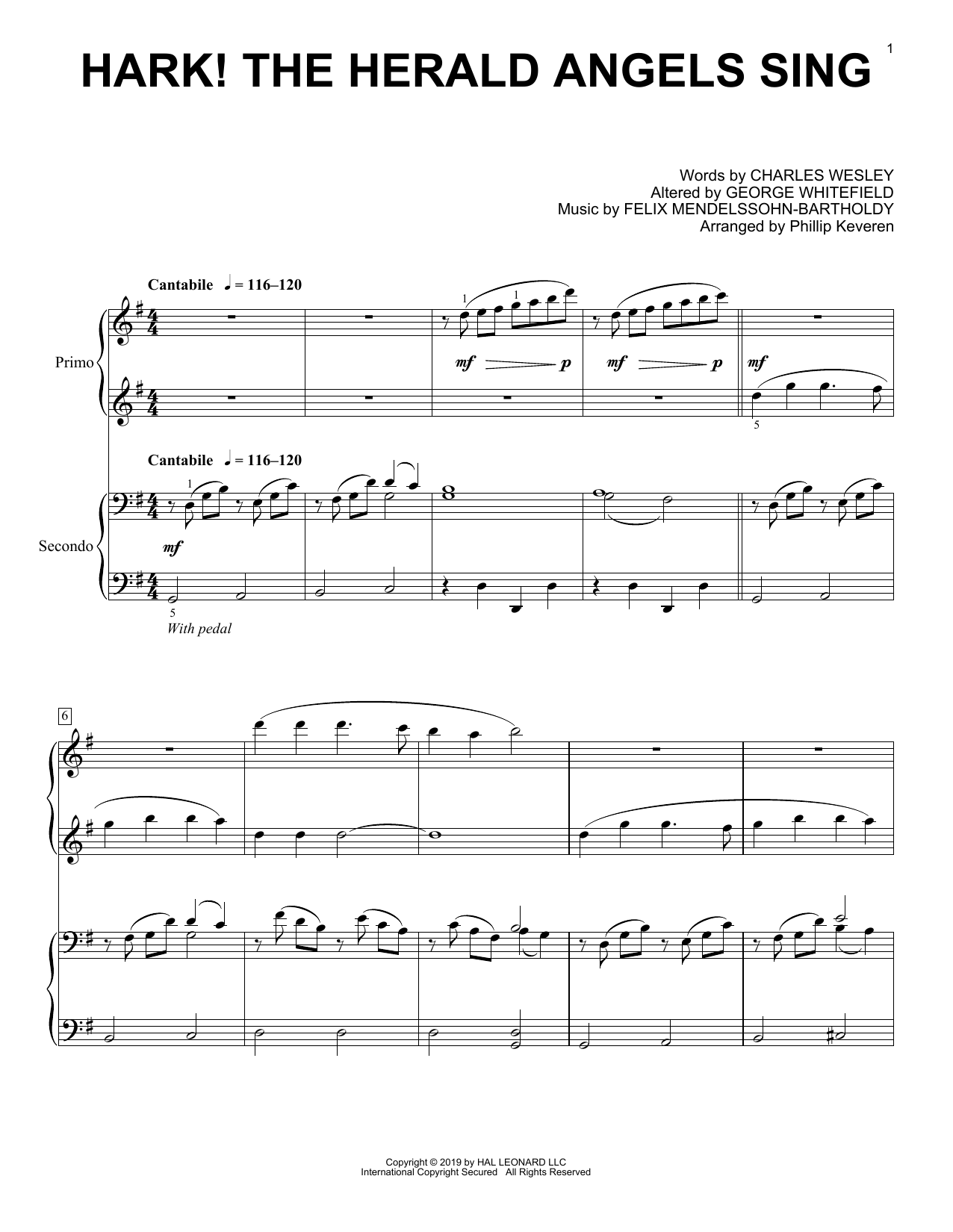 Charles Wesley Hark! The Herald Angels Sing (arr. Phillip Keveren) sheet music notes and chords. Download Printable PDF.