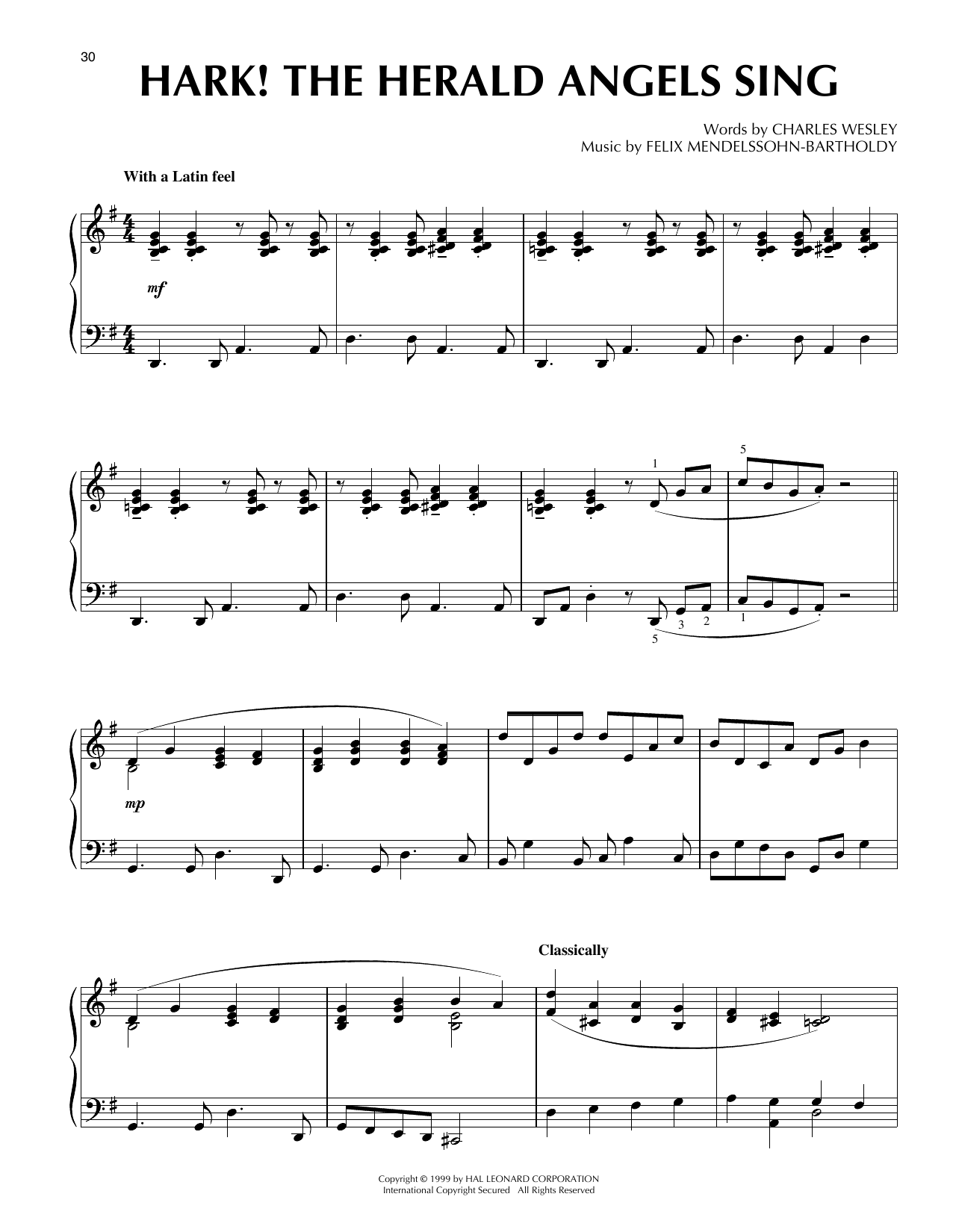 Charles Wesley Hark! The Herald Angels Sing [Jazz version] (arr. Frank Mantooth) sheet music notes and chords arranged for Piano Solo