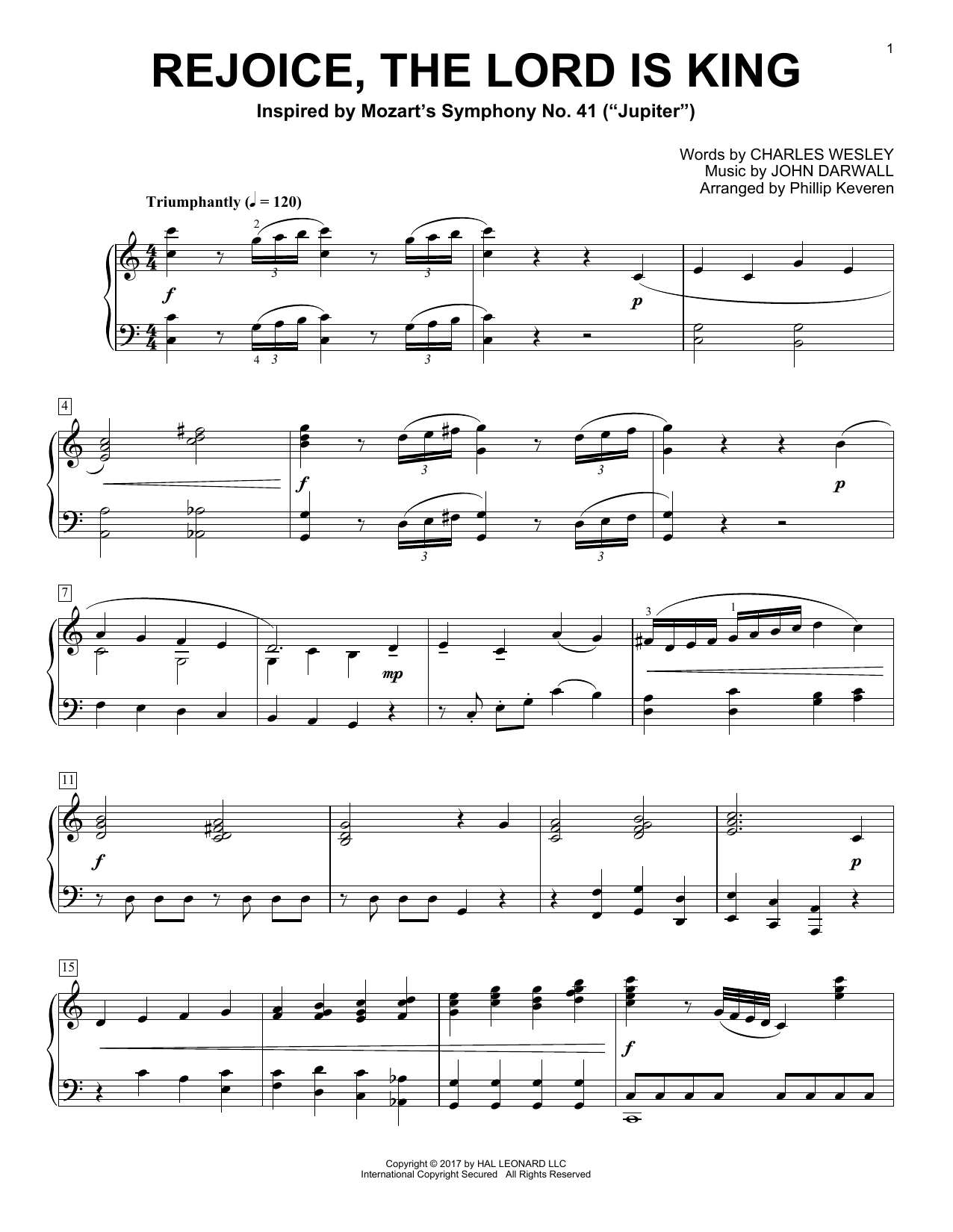 Learn to play Phillip Keveren Rejoice, The Lord Is King sheet music for Piano Solo in minutes. Price: 7.8900$ Phillip Keveren Rejoice, The Lord Is King sheet music notes and chords arranged for Piano Solo