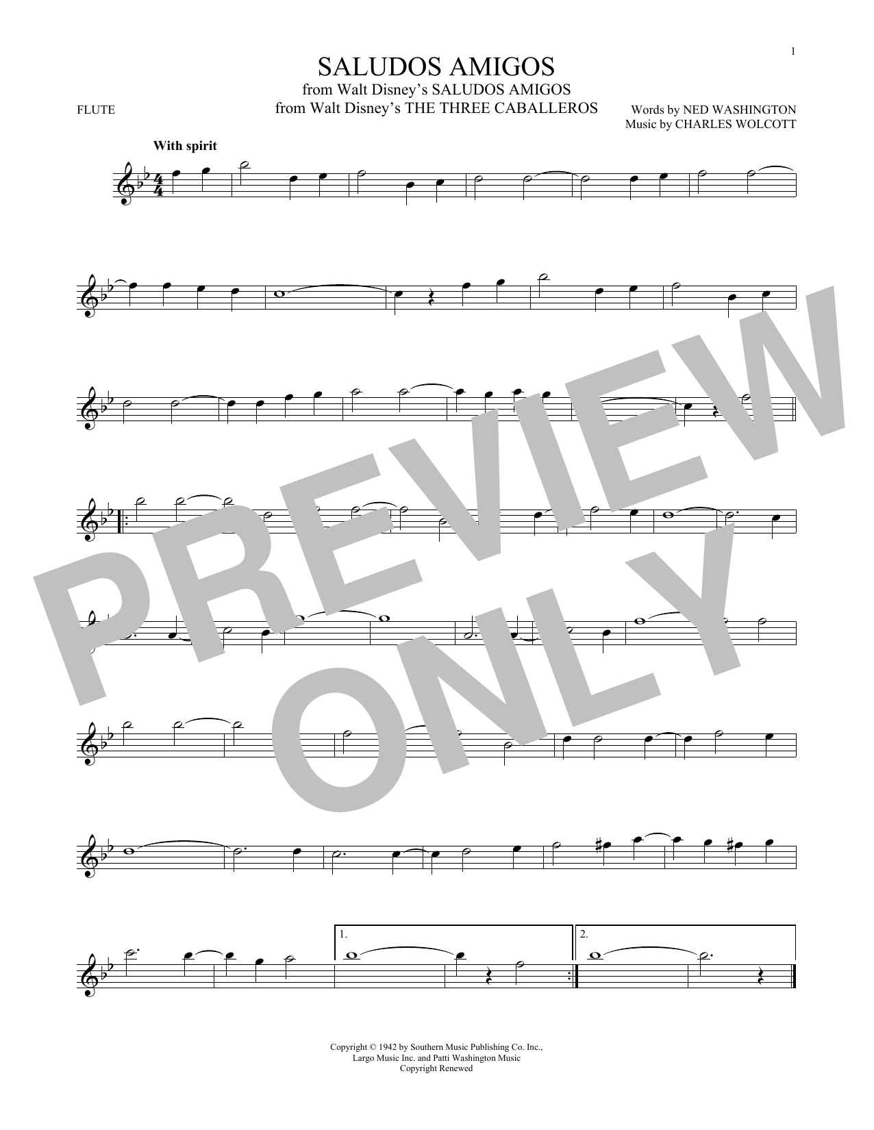 Charles Wolcott Saludos Amigos sheet music notes and chords. Download Printable PDF.