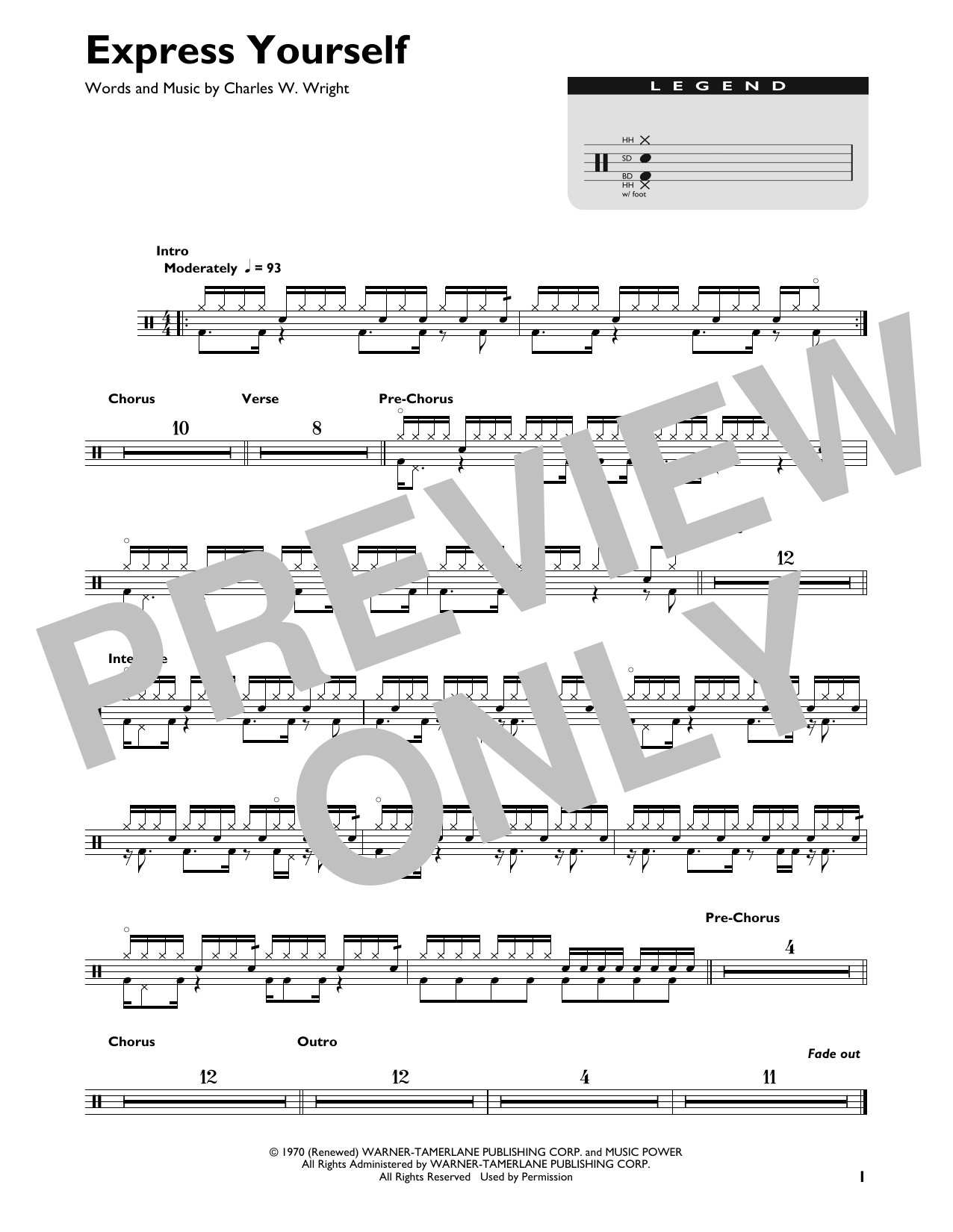 Charles Wright & The Watts 103rd Street Rhythm Band Express Yourself sheet music notes and chords. Download Printable PDF.